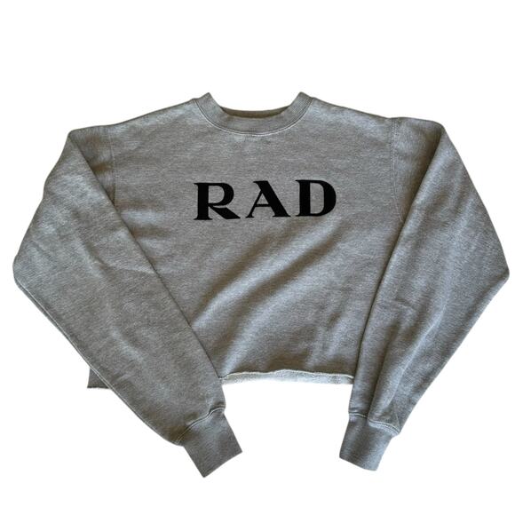 Womens Cropped Sweater Size Small "RAD" Gray - Picture 1 of 7